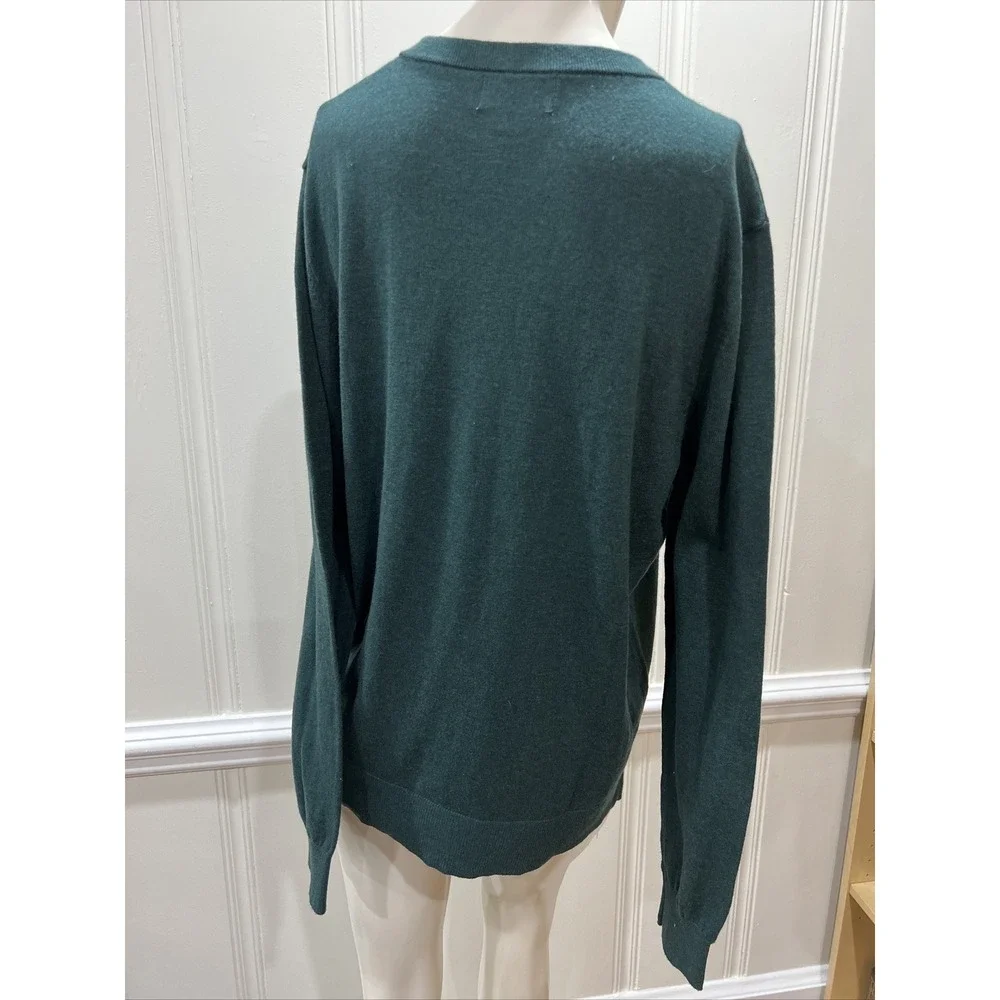 Goodfellow & Co Shirt Mens Med. Green  Long Sleeve V Neck Pullover Sweater